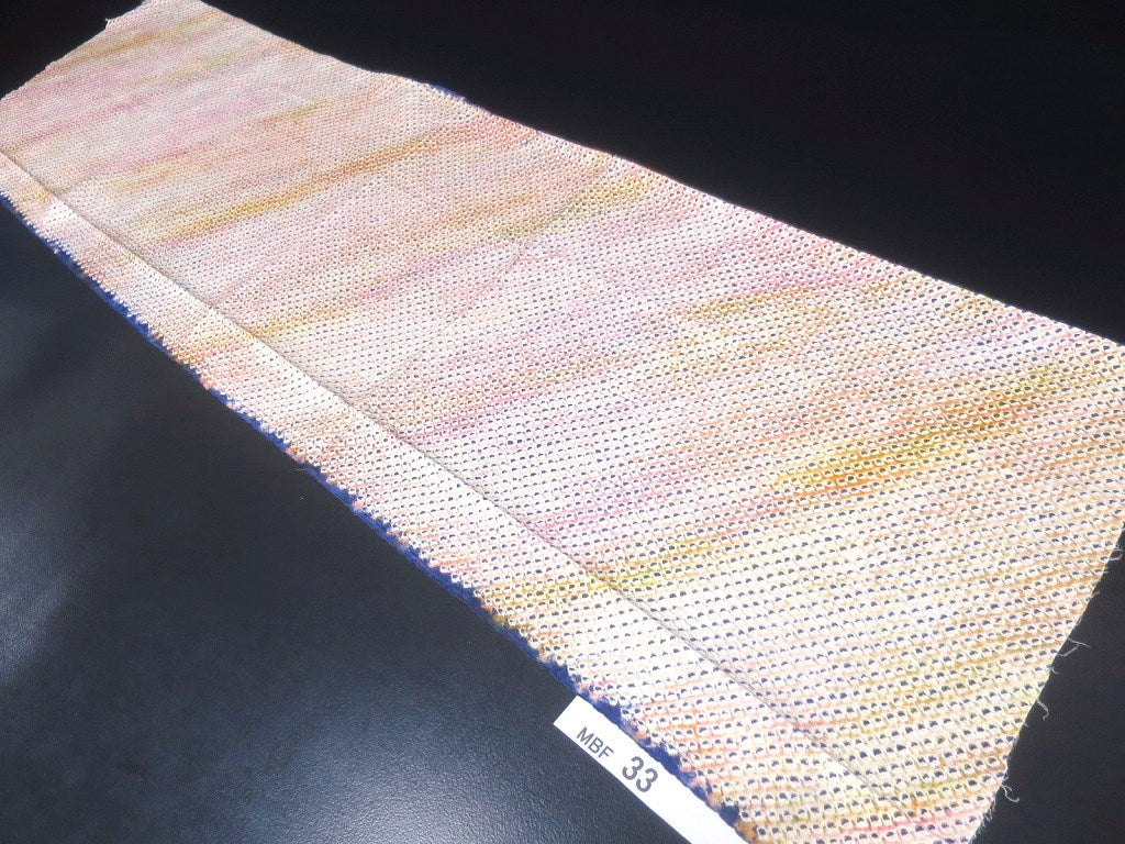 MBFd#33A Silk Kimono Fabric Vintage(1950-1980) Shibori Light Yellow Pink 45.3x12.6in(115x32cm)
