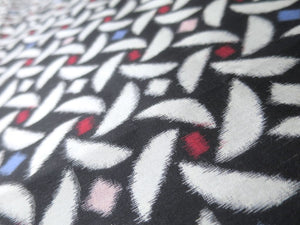 MBFd#22A Silk Kimono Fabric Vintage(1920-1950) Meisen Black White 57.1x12.6in(145x32cm)