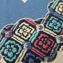 Load image into Gallery viewer, KK1331B6 Silk Kimono Fabric Vintage(1920-1950) Sayagata Branch Blue 54.7x11.4in(139x29cm)
