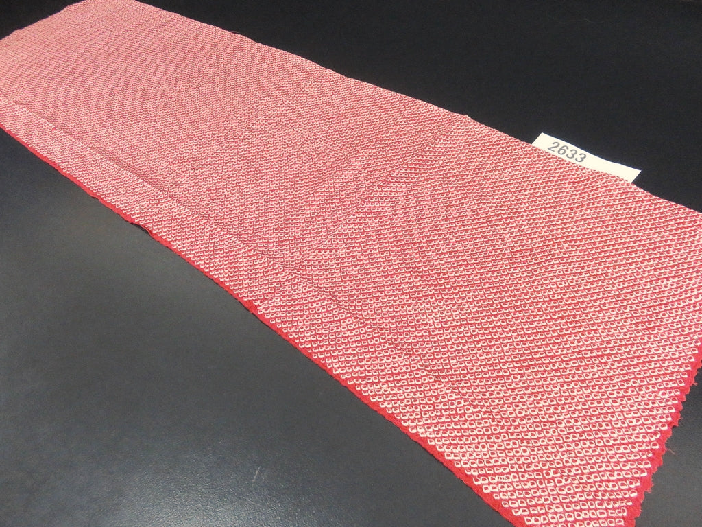 FF2633A Silk Kimono Fabric Vintage(1950-1980) Shibori Red 40.2x12.6in(102x32cm)