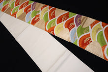 Load image into Gallery viewer, Fukuro Obi Vintage(1950-1980) Gold Green Orange Wave Silk BB145W9
