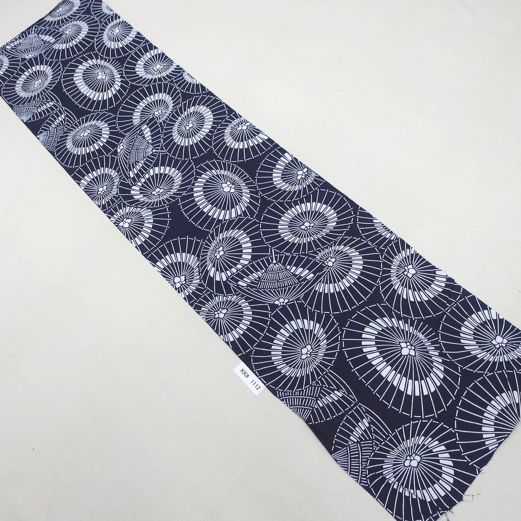 KK1112B3 Cotton Kimono Fabric Vintage(1950-1980) Bangasa Umbrella Navy 57.5x13.0in(146x33cm)
