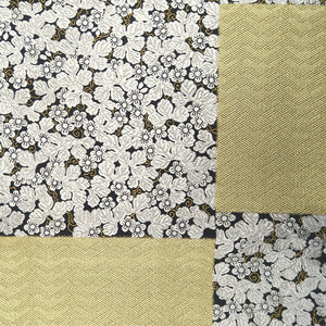 Fukuro Obi Black Gold Silver Flower Silk BB208V2