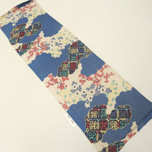 Load image into Gallery viewer, KK1332B6 Silk Kimono Fabric Vintage(1920-1950) Sayagata Branch Blue 42.9x11.8in(109x30cm)
