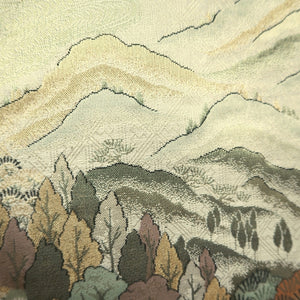 Fukuro Obi Gold Landscape Bridge Silk BB238V4