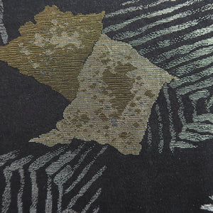 Haori Jacket Vintage(1950-1980) Black Silver Abstract art Silk #9566H3