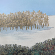 Load image into Gallery viewer, Fukuro Obi Vintage(1950-1980) Light Blue Minoru Sakuragi Winter Landscape Silk BB223V3
