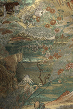 Load image into Gallery viewer, Fukuro Obi Gold Silver Green Landscape Tokaido Silk BB165W2
