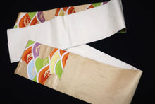 Load image into Gallery viewer, Fukuro Obi Vintage(1950-1980) Gold Green Orange Wave Silk BB145W9
