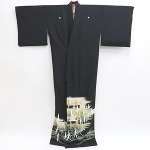 Tomesode Black Crane Birds Tall Silk #9313F2