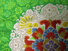 Load image into Gallery viewer, Fukuro Obi Vintage(1950-1980) Green Flower Silk BB27W2
