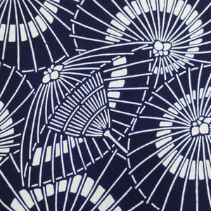 KK1112B3 Cotton Kimono Fabric Vintage(1950-1980) Bangasa Umbrella Navy 57.5x13.0in(146x33cm)