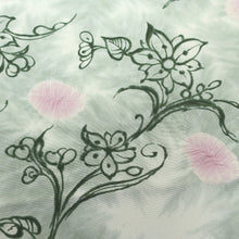 Load image into Gallery viewer, KK1136B3 Silk Kimono Fabric Vintage(1950-1980) Flower Light Green 46.5x13.0in(118x33cm)

