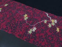 Load image into Gallery viewer, FF2499B Silk Kimono Fabric Vintage(1950-1980) Maple Leaf Dark Red 53.1x11.8in(135x30cm)
