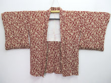 Load image into Gallery viewer, Haori Jacket Vintage(1950-1980) Wine red Birds Karahana Rinzu Silk #7864L4
