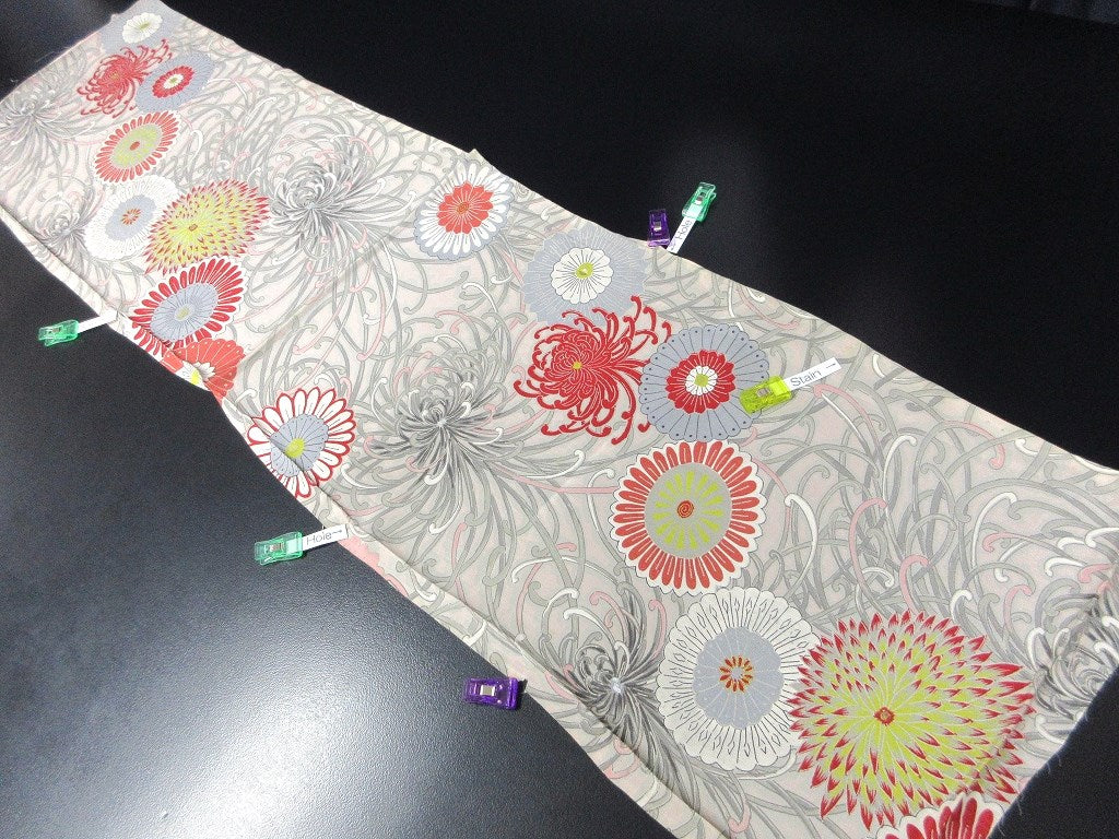 ACH#787 Silk Kimono Fabric Rinzu 47.2x12.6in(120x32cm)