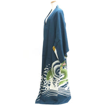 Load image into Gallery viewer, Men&#39;s Kimono Vintage(1950-1980) Blueish Green Hand painted Dragon Silk #9124D4
