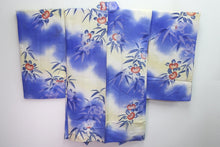 Load image into Gallery viewer, Haori Jacket Vintage(1920-1950) Blue Pale Yellow Tachibana Silk #8324C3
