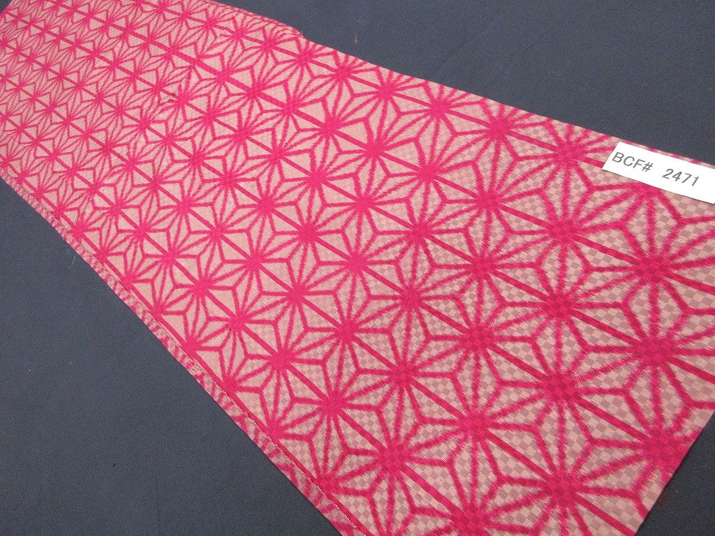 BCF#2471 Silk Kimono Fabric Vintage(1920-1950)  Asanoha    Pink Red    110cm (43.3in)