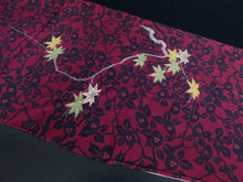 Load image into Gallery viewer, FF2499A Silk Kimono Fabric Vintage(1950-1980) Maple Leaf Dark Red 53.1x11.8in(135x30cm)
