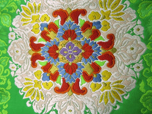 Fukuro Obi Vintage(1950-1980) Green Flower Silk BB27W2