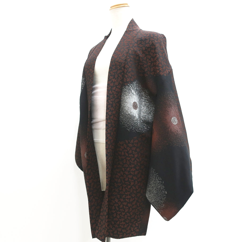 Haori Jacket Vintage(1950-1980) Black Chrysanthemum Silk #9110D3