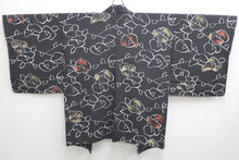 Load image into Gallery viewer, Haori Jacket Vintage(1950-1980) Black Flower Silk #8731J5
