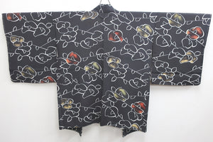 Haori Jacket Vintage(1950-1980) Black Flower Silk #8731J5