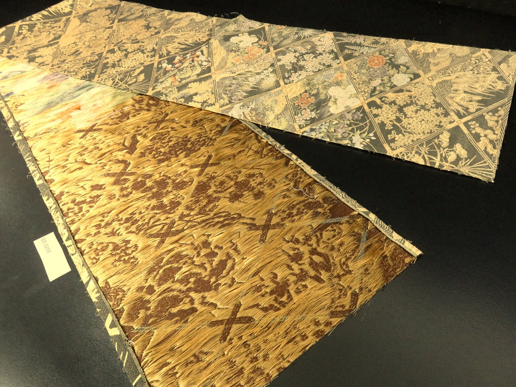 BB8266AC Silk Obi Fabric Vintage(1950-1980) Landscape Gold 82.3x12.2in(209x31cm)