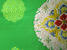 Load image into Gallery viewer, Fukuro Obi Vintage(1950-1980) Green Flower Silk BB27W2
