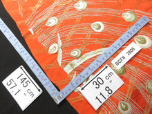 Load image into Gallery viewer, BCF#2808 Silk Kimono Fabric Vintage(1920-1950) Embroidery Peacock Vermillion 145cm (57.1in)
