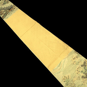 Fukuro Obi Gold Landscape Bridge Silk BB238V4