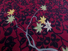 Load image into Gallery viewer, FF2499A Silk Kimono Fabric Vintage(1950-1980) Maple Leaf Dark Red 53.1x11.8in(135x30cm)
