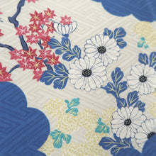 Load image into Gallery viewer, KK1332B6 Silk Kimono Fabric Vintage(1920-1950) Sayagata Branch Blue 42.9x11.8in(109x30cm)

