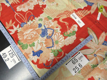 Load image into Gallery viewer, ACH#747 Silk Kimono Fabric Vintage 1930s Crane Flower 49.2x25.6in(125x65cm)
