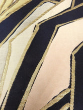 Load image into Gallery viewer, MOF#97 Silk Obi Fabric Vintage(1950-1980) Navy Gold 13.4x11.8in(34x30cm)
