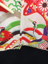 Load image into Gallery viewer, Girl&#39;s Kimono Vintage(1950-1980) White Crane Birds Silk #8122A4
