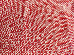FF2633A Silk Kimono Fabric Vintage(1950-1980) Shibori Red 40.2x12.6in(102x32cm)