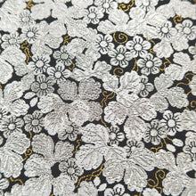 Load image into Gallery viewer, Fukuro Obi Black Gold Silver Flower Silk BB208V2
