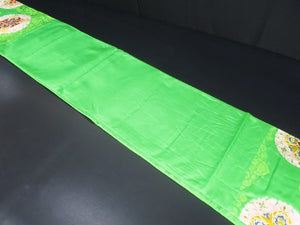 Fukuro Obi Vintage(1950-1980) Green Flower Silk BB27W2