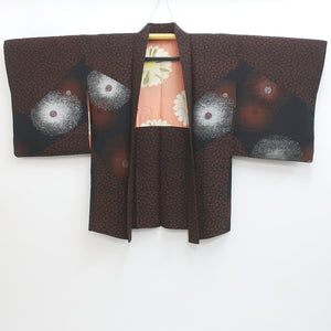 Haori Jacket Vintage(1950-1980) Black Chrysanthemum Silk #9110D3
