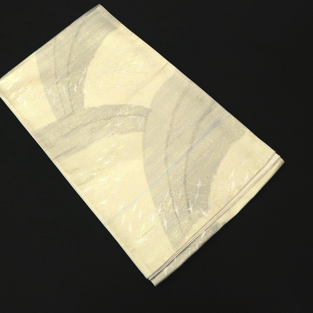 Fukuro Obi Gold Silver Crane Birds Silk BB239V4