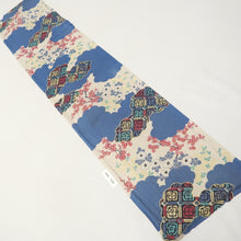 Load image into Gallery viewer, KK1333B6 Silk Kimono Fabric Vintage(1920-1950) Sayagata Branch Blue 57.5x11.8in(146x30cm)
