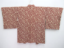 Load image into Gallery viewer, Haori Jacket Vintage(1950-1980) Wine red Birds Karahana Rinzu Silk #7864L4
