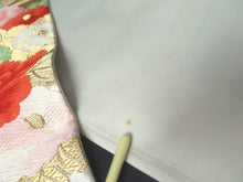 Load image into Gallery viewer, Fukuro Obi Vintage(1950-1980) Gold Silver Red Peony Silk BB92W6
