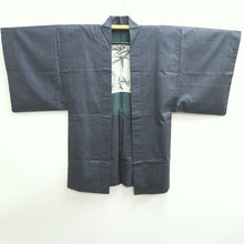 Load image into Gallery viewer, Men&#39;s Haori Vintage(1950-1980) Blue Black Bamboo Sparrow Silk #9385G1
