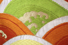 Load image into Gallery viewer, Fukuro Obi Vintage(1950-1980) Gold Green Orange Wave Silk BB145W9
