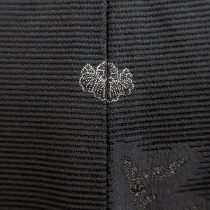 Haori Jacket Vintage(1950-1980) Black Silver Gold Chrysanthemum Silk #9229E3