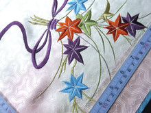 Load image into Gallery viewer, BCF#2845 Silk Kimono Fabric Vintage(1950-1980) Embroidery Flower Pale White 160cm (63.0in)
