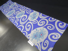 Load image into Gallery viewer, MKF#201 Silk Kimono Fabric Vintage(1920-1950) Meisen Leaf Blue 55.9x13.0in(142x33cm)
